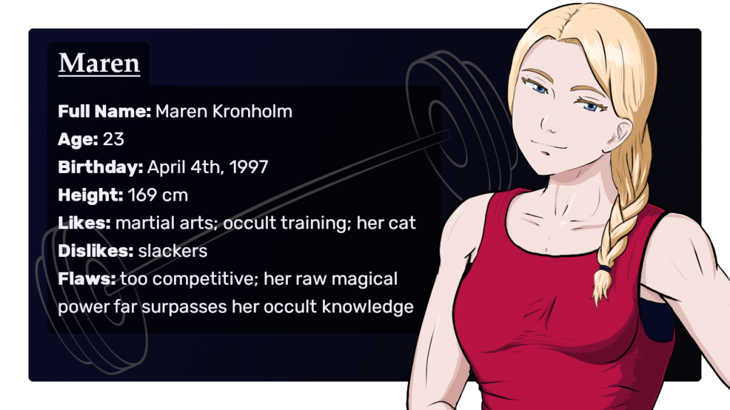 An image detailing Maren's information.